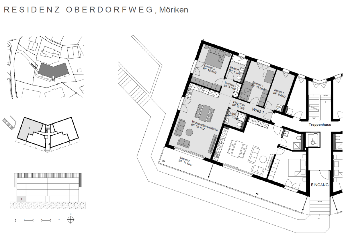 Plan Erdgeschoss 3 ½-Zimmer Wohnung 1